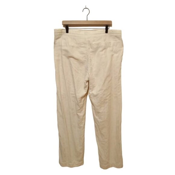 G.h. Bass & Co Ivory Hight Rise Straight Leg Drawstring Linen Blend Pants Sz 16 - Picture 3 of 5
